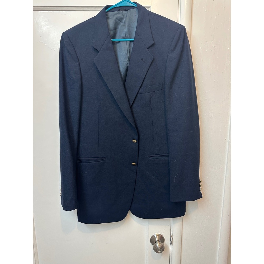 Givenchy Gentleman Navy Blue Blazer Sport Coat Gold Buttons Vintage USA Made 44R